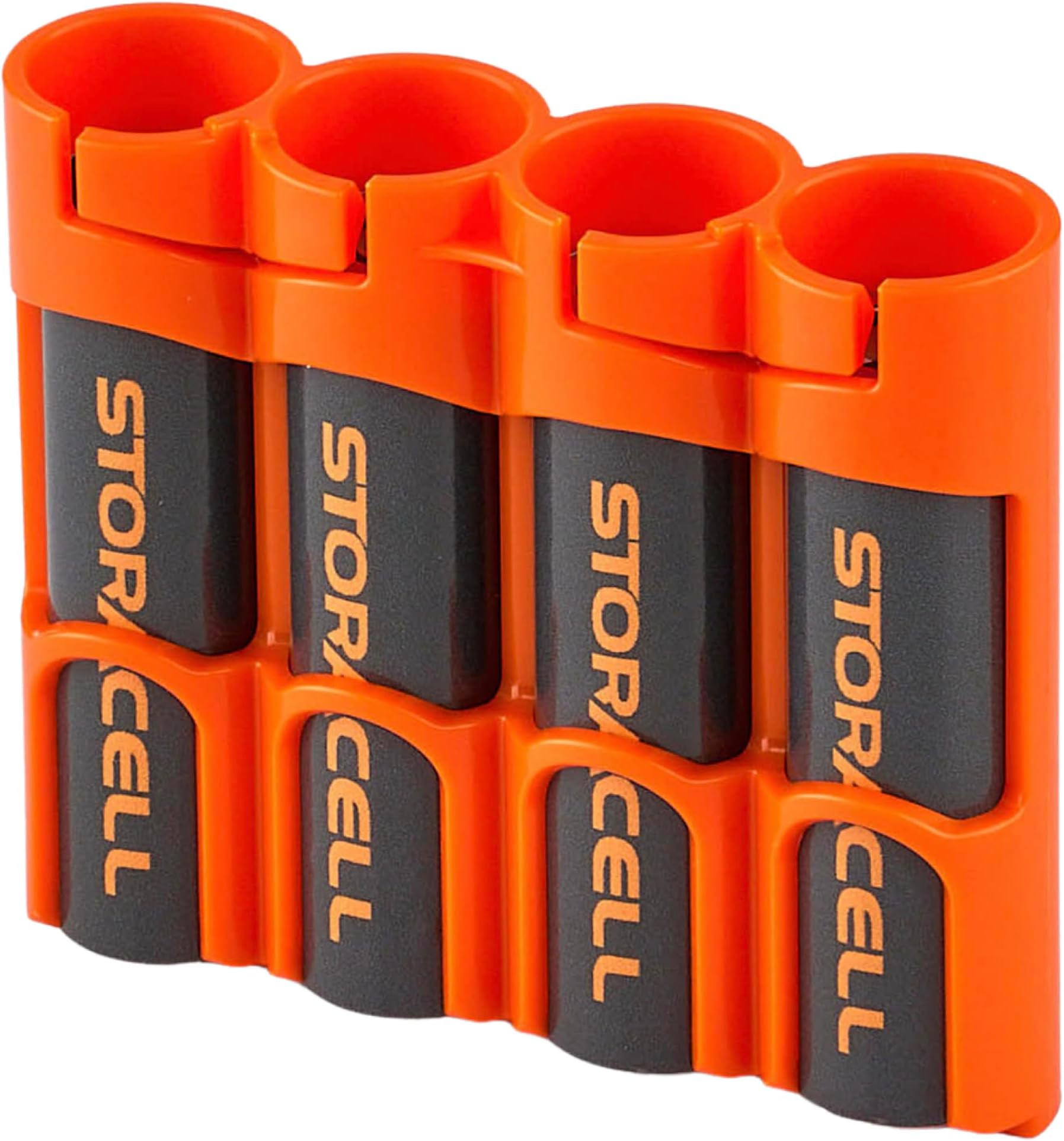 SL18650ORG by Powerpax SlimLine 18650 Battery Caddy, Orange, Holds 4 Batteries (Not Included)