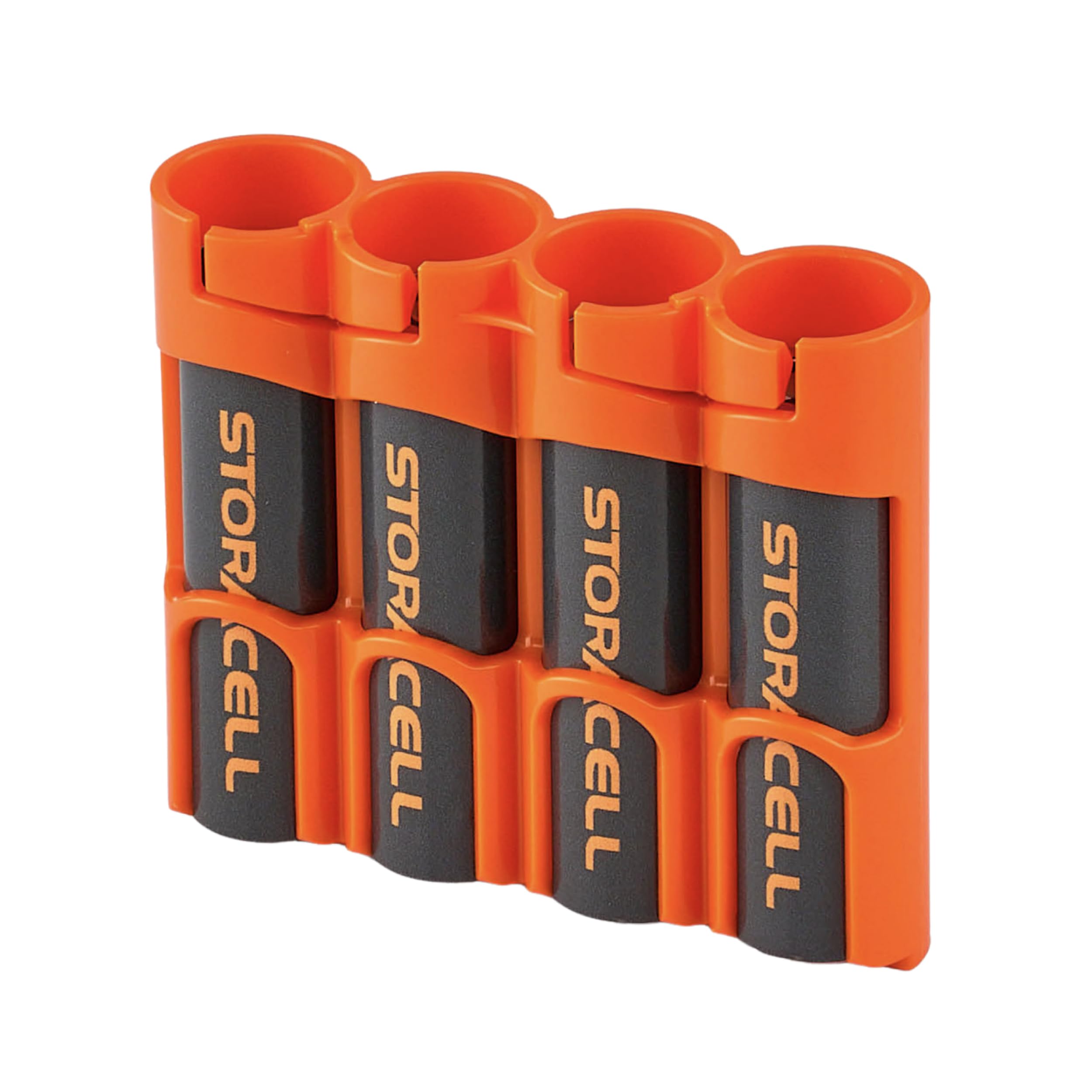 Storacell SL18650ORG by Powerpax SlimLine 18650 Battery Caddy, Orange, Holds 4 Batteries (Not Included)