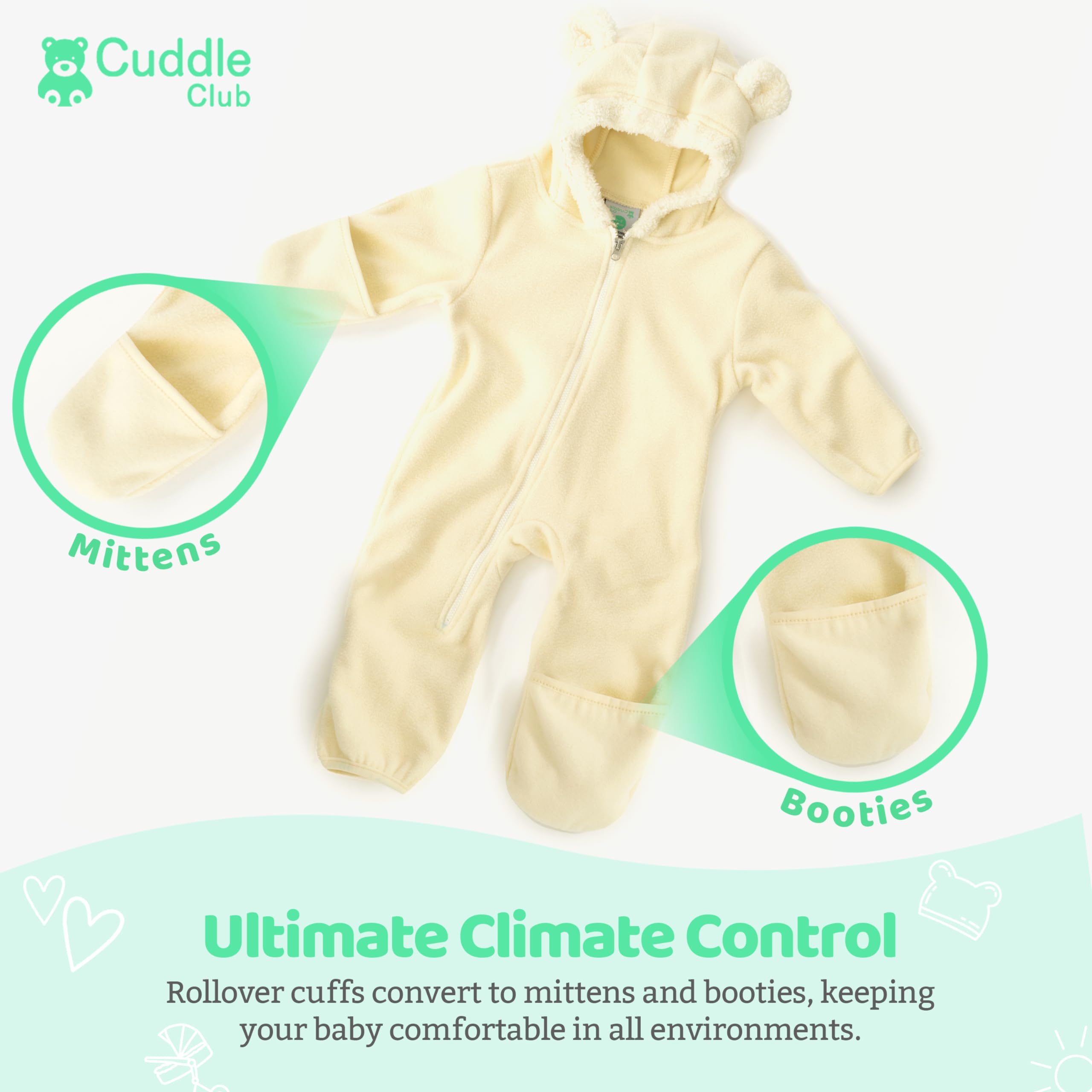 Cuddle Club Mono Polar Bebé para Recién Nacidos a Niños 4 Años - Pijamas Infantiles Chaqueta de Invierno Abrigo Polar Niño Mono de Niños