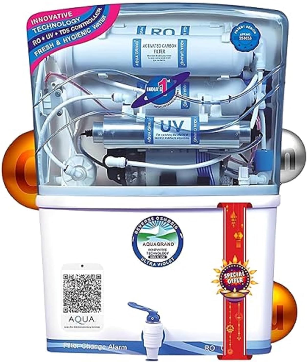 Aqua Grand Plus 4 in 1 Copper technology RO Water Purifier with UV, UF, TDs Adjuster and Fully Automatic Function, 12 Liter, White