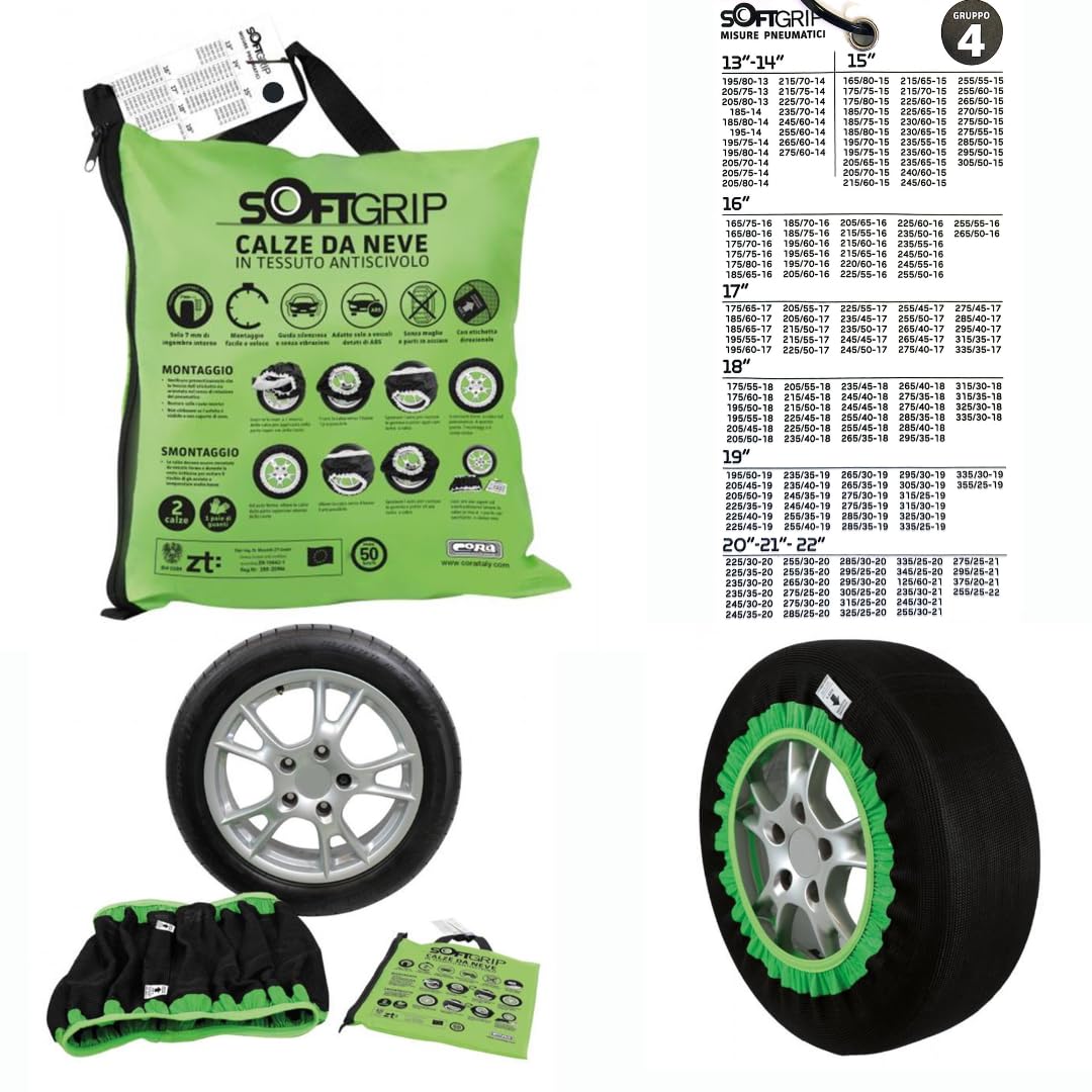 CORA SOFTGRIP - GRUPPO 4 CALZE DA NEVE IN TESSUTO ANTISCIVOLO