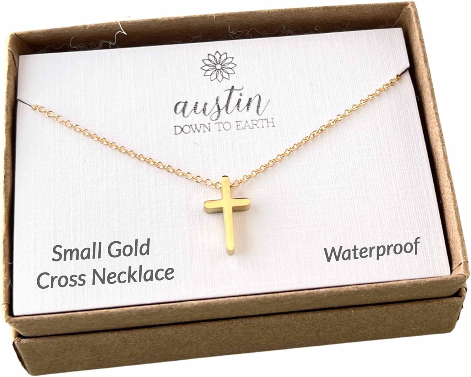 Gold Cross Necklaces for Women, 14k Gold Filled Dainty Cross Necklace, Religious Jewelry, Gift for Communion, Baptism, Layered Necklace, Austin Down to Earth