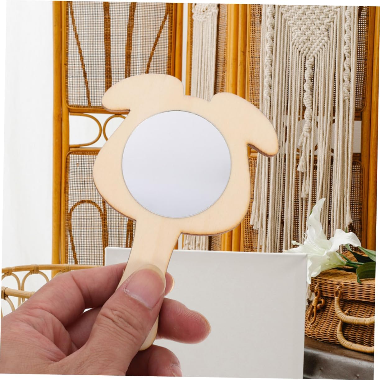 Vaguelly DIY Small Wooden Mirrors Set of 10 – Unfinished Craft Mirrors for Boys and Girls Lightweight Handheld Makeup Accessories for Arts and Crafts Projects