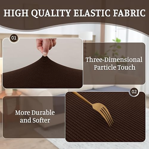 Miniatura 6 de Fundas de sofá modulares para cojín de sofá en forma de L, lavable y suave, fundas de cojín elásticas con 2 fundas de almohada (3 piezas de 2 plazas