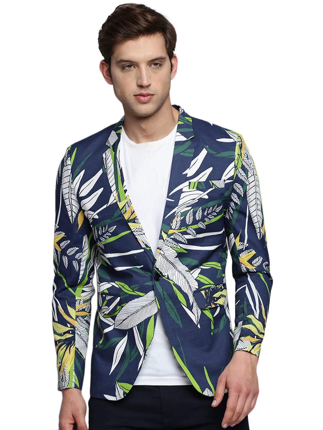 showoffff Men Printed Single Breasted Party Blazer | Notched Lapel Full Sleeves Cotton Blazer's for Mens | Slim Fit Regular Length Blazers for Men's-picture-12