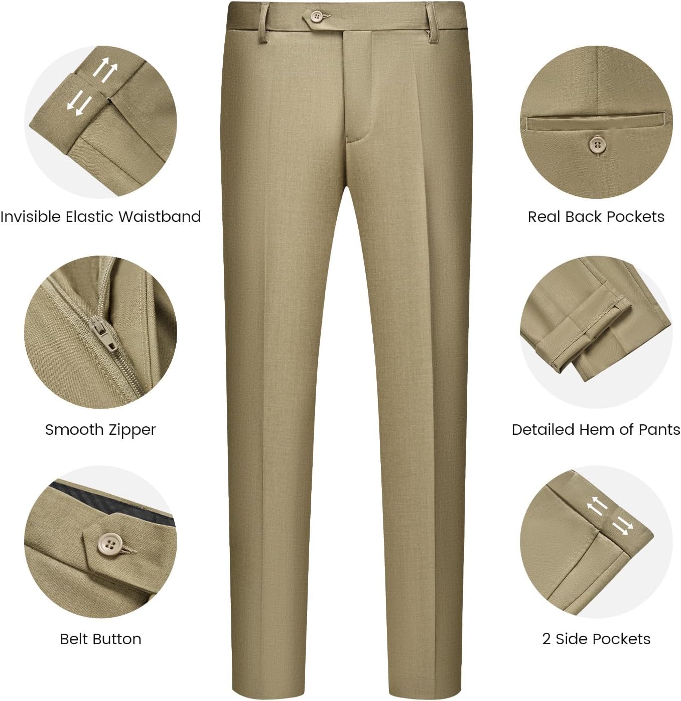 WULFUL Men’s Slim Fit Suit One Button 3-Piece Blazer Dress Business Wedding... - Picture 202 of 257