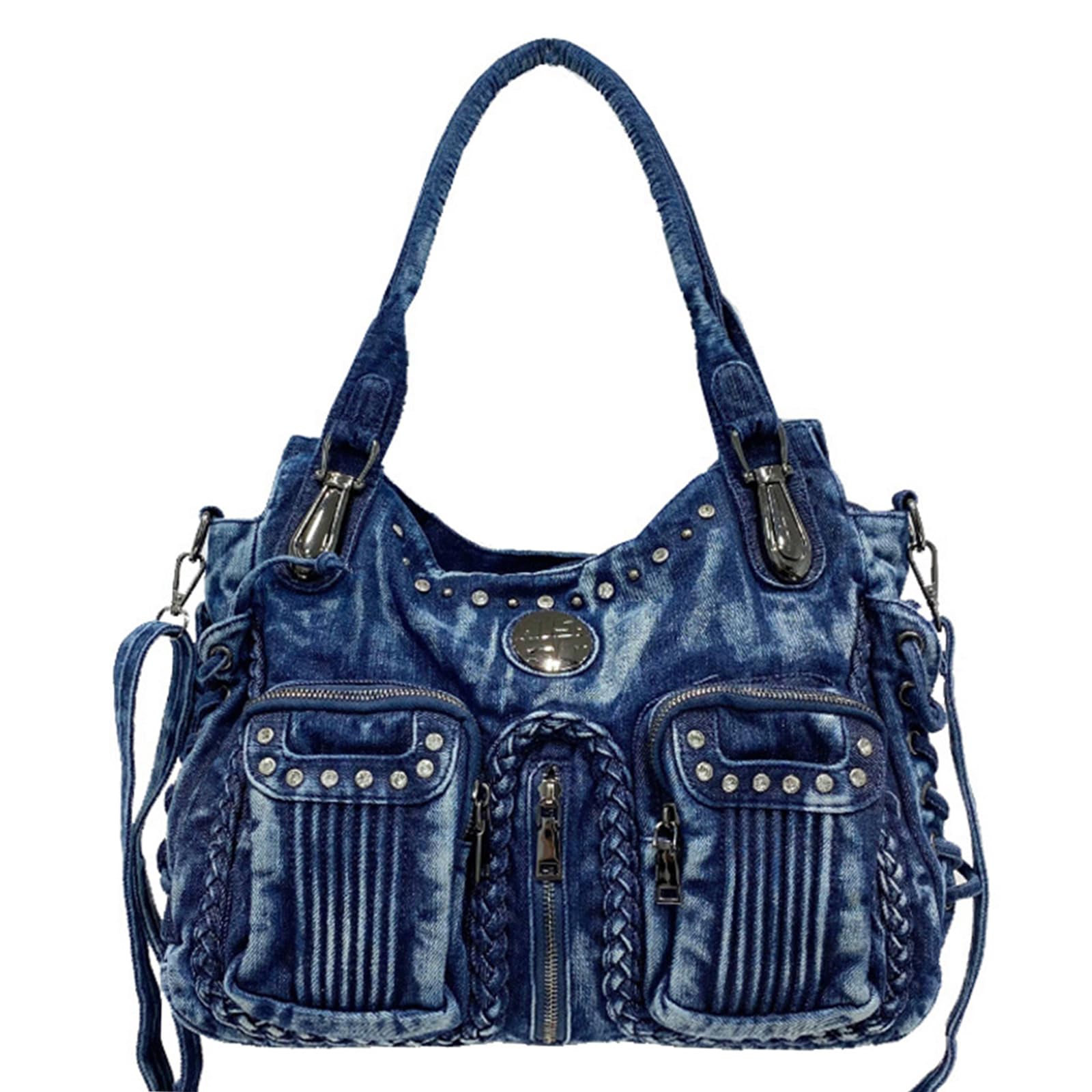 Designer Denim Handbags for Women Hobo Tote Bag Crossbody Denim Purses Blue Jean Shoulder Bag