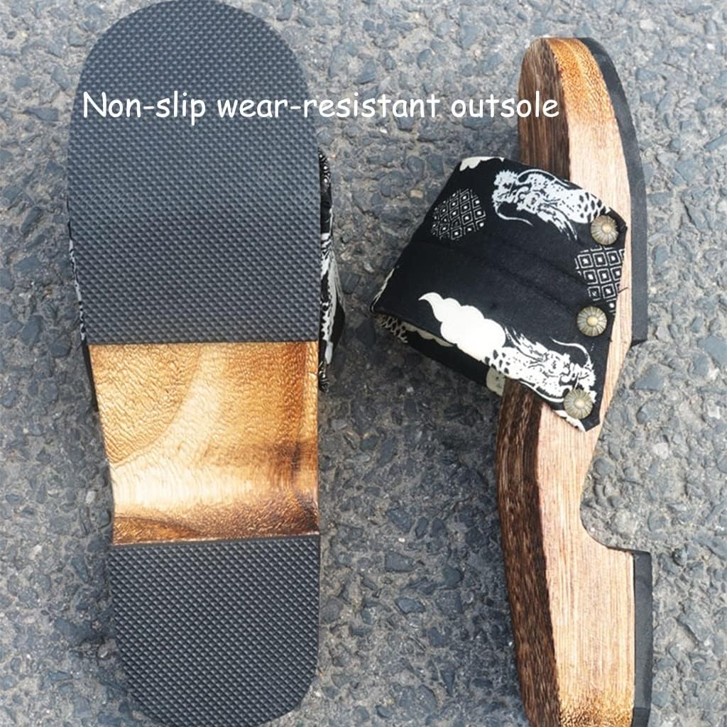 GHYUB Slippers for Woman Indoor Open Toe Summer,Men Platform Slippers Open Toe, Beach Slippers Floral Thong Wooden Sandals Bottom Eva Anti-Slip Platform Shoes (Color : B, Size : EU 45&)