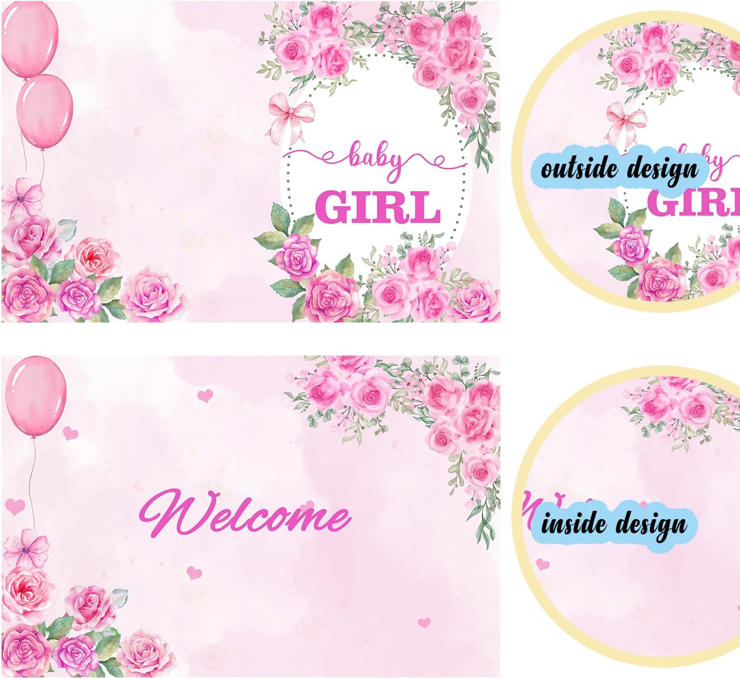 Idealmuzik Large Baby Shower Card with Envelope for Girls – Jumbo Pink Floral A Baby Girl Greeting Card – Oversized Guest Book Baby Shower Party Decoration & Gift Supplies - Image 2