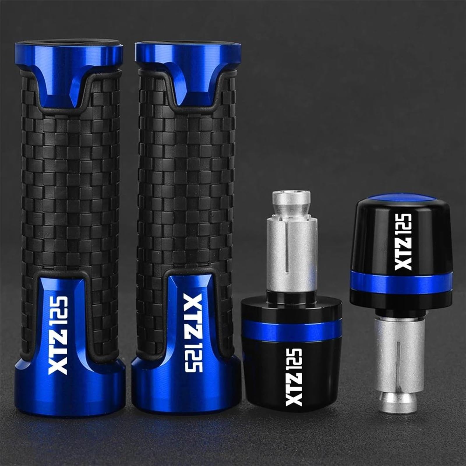 Manopole per manubrio Manopole Per Manubrio In Alluminio CNC Per Moto, Con Impugnatura In Gomma Per YAMAHA XTZ125 XTZ 125 2014 2015(Blue)
