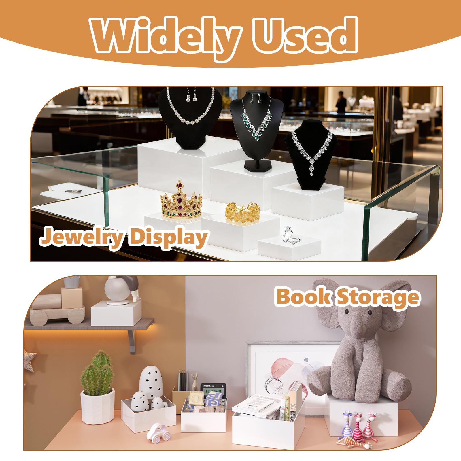 Set 6 Alzate Acriliche Per Buffet - Espositori Multiuso Per Dolci, Gioielli, Oggetti Da Collezione, Bianco