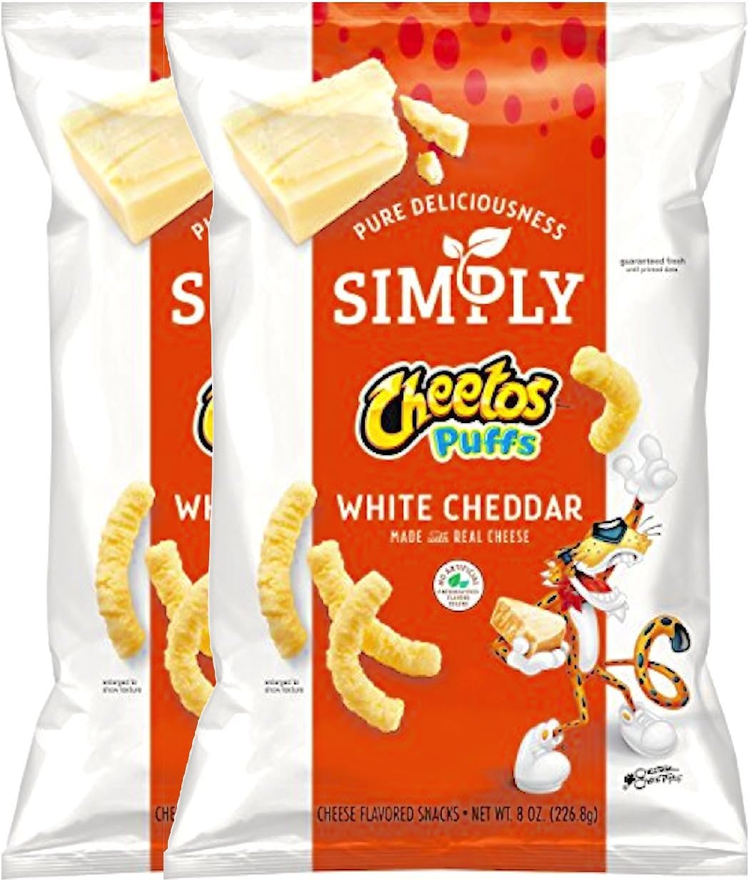 CheetosCheese Snacks, Simply White Cheddar & Jalapeño Puffs Limited edition 8 oz (White Cheddar, 2)