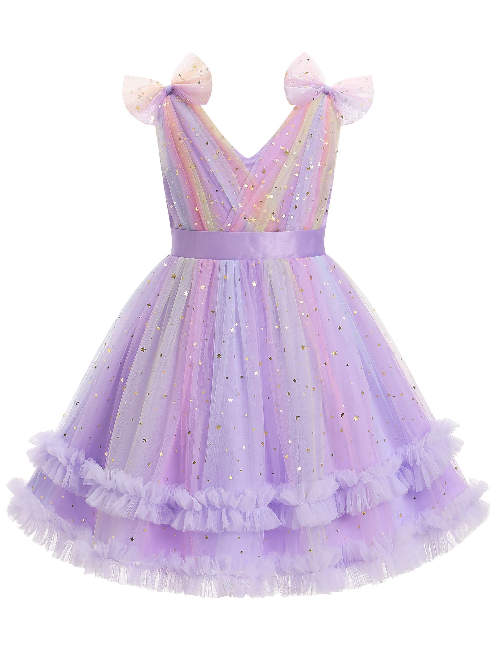 IMEKIS Toddler Kids Girls Sparkle Sequins Tulle Party Dress, Wedding Formal Birthday Tea Party Dresses 2-8T