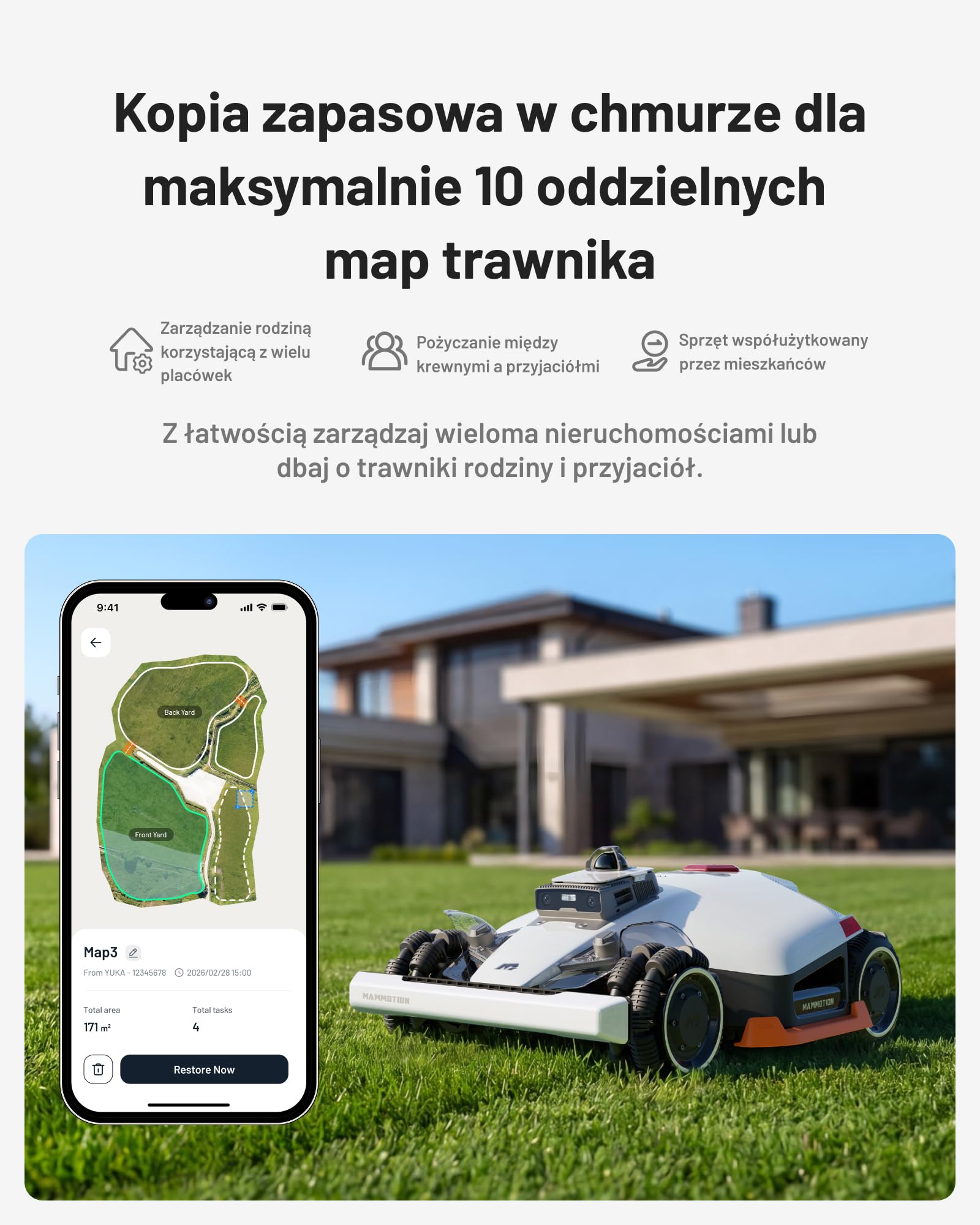 Mammotion LUBA 3 AWD 3000 robot koszący bez przewodu, Zalec. 3000 m² | 360° LiDAR + NetRTK + KI Vision Tri-Fusion pozycjonowanie, AWD do 80% nachylenia, Automatyczne mapowanie, do 30 stref