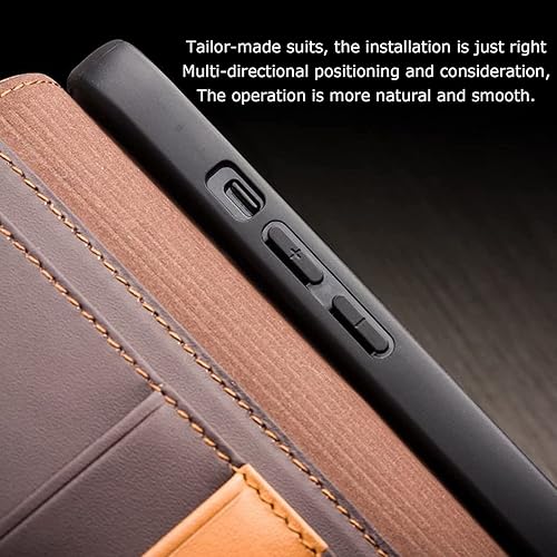 Miniatura 8 de COOVS Funda tipo cartera para iPhone 1414 Plus14 Pro14 Pro Max, funda con cierre magnético de cuero genuino de alta calidad, con bloqueo RFID,