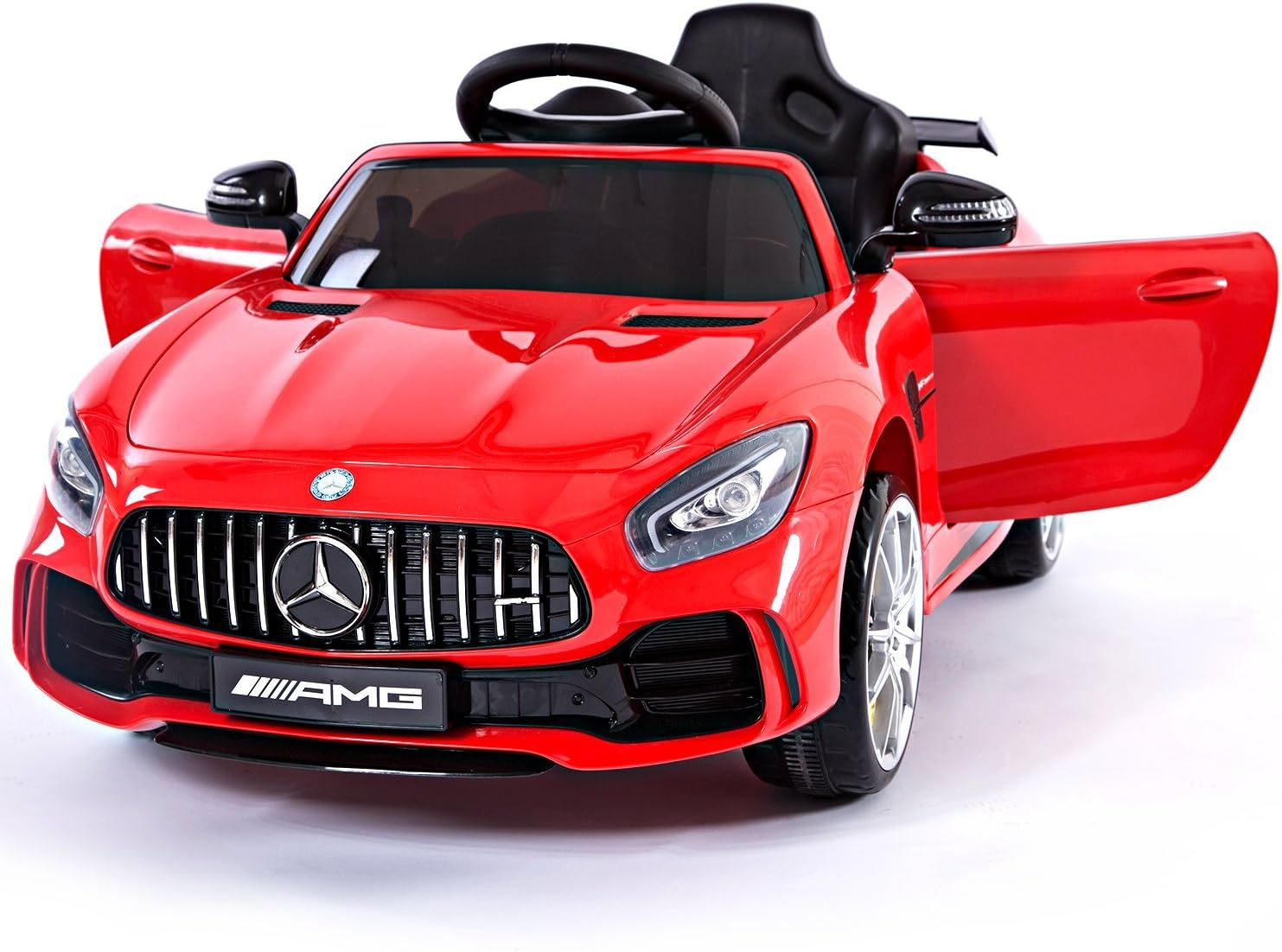 Mercedes Benz AMG GTR Electric Ride On Car with Remote Control for Kids | 12V Power Battery Official Licensed Kid Car to Drive with 2.4G Radio Parental Control Opening Doors Red