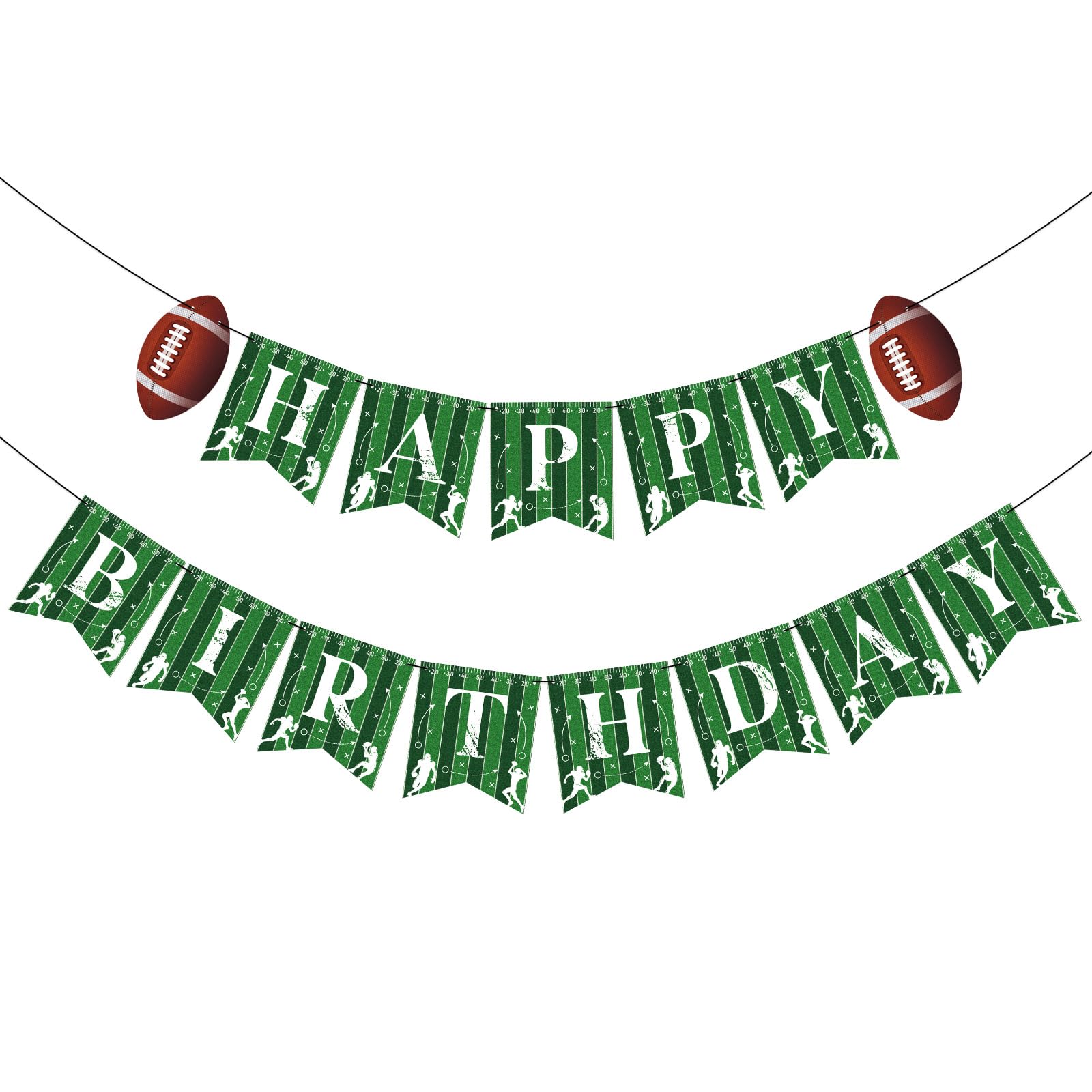 Hooqict Football Happy Birthday Banner Birthday Party Decorations Football Party Banner Garland for Sport Theme Game Day Decorations Tailgate Party Supplies