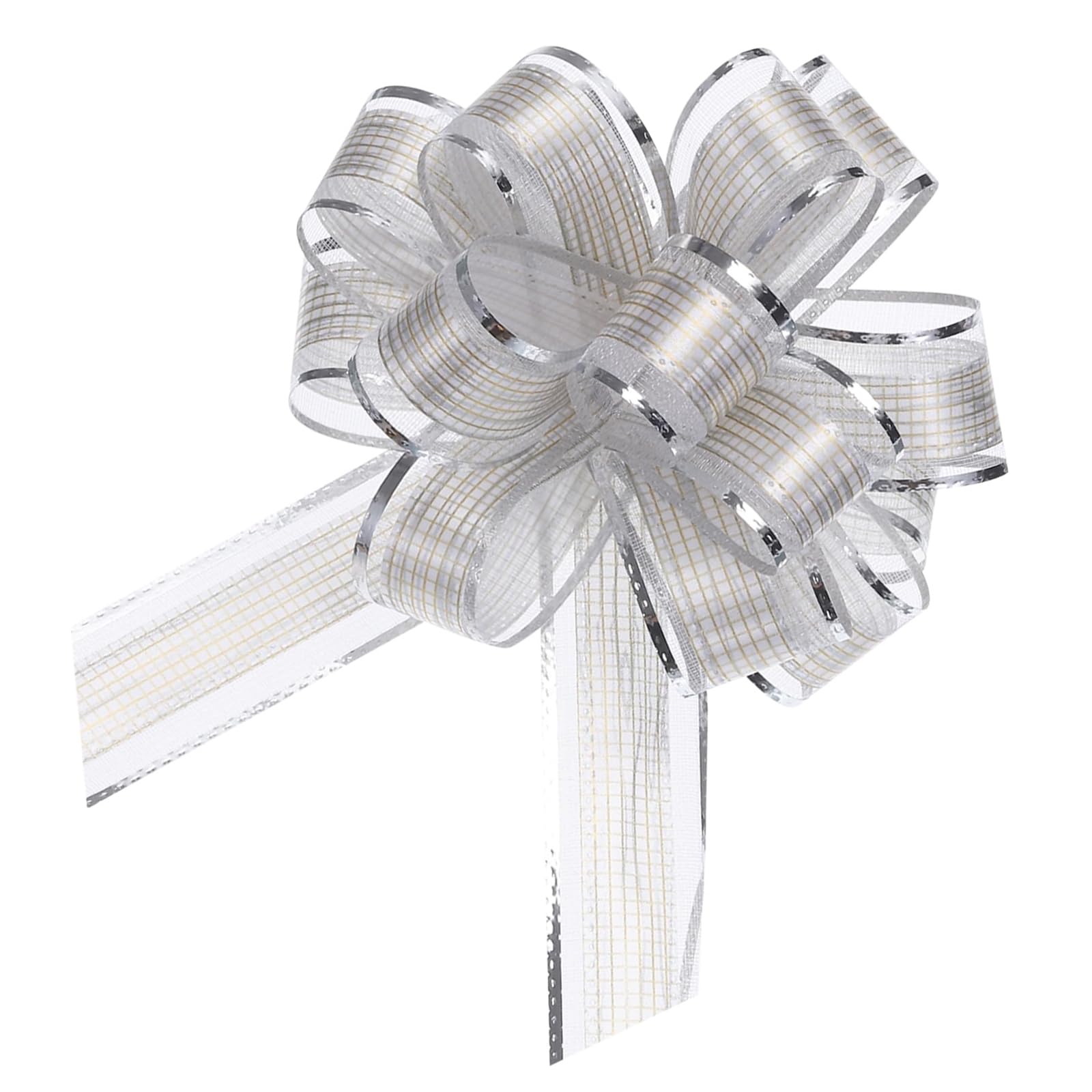 MACHSWON 20pcs 6 Inch Silver Pull Bows Large Striped Gift Bows for Wedding Baskets Presents Christmas Party Decoration