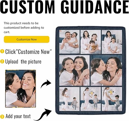 Miniatura 3 de DIYKST Manta personalizada con fotos, manta personalizada de collage de 8 fotos, manta personalizada con imágenes, para memoria familiar,