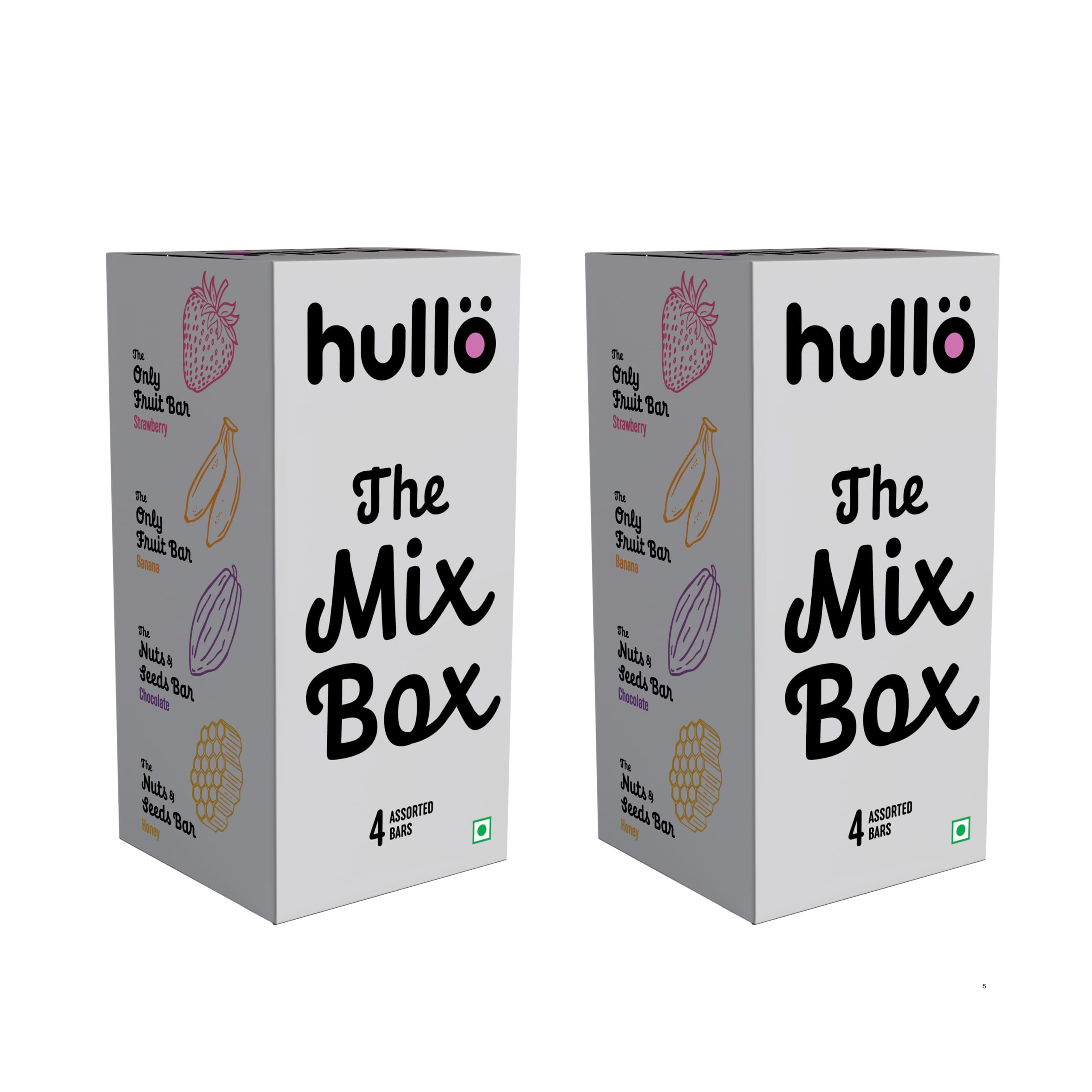 Hullo The Mix Box Snack Bars for Kids & Adults - Pack of 2 (4 Bars Per Pack x 30g Each) | Healthy Snack Bar for School & Office Snacks | Gluten Free, Dairy-Free, No Added Sugar & Preservatives
