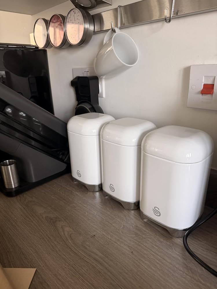 Swan Solace Bread Bin & Canisters Kitchen Storage Set (White)