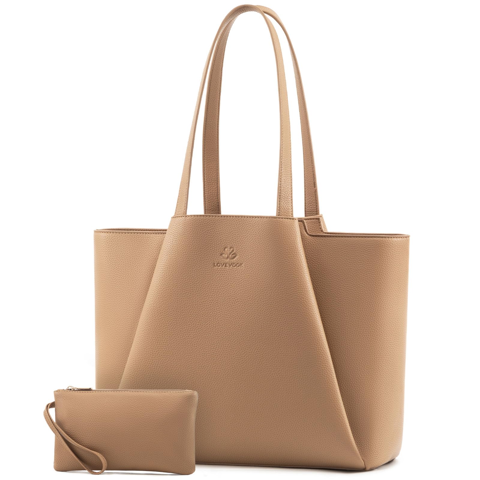 LOVEVOOK Handtasche Damen 15,6 Zoll Laptoptasche, Shopper Tasche Leder Tote Bag Women Aktentasche Lehrertasche mit Laptopfach, Wasserdicht Schultertaschen Umhängetasche für Business Lehrertasche Büro