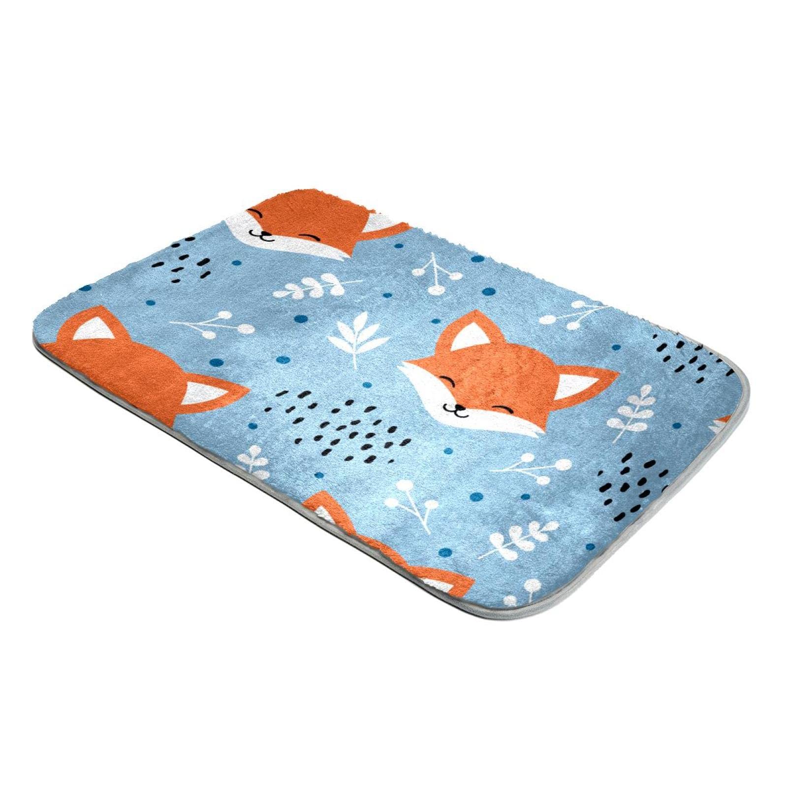 Tapis à poils longs en fausse fourrure Orange Renard et Bleu pour salon