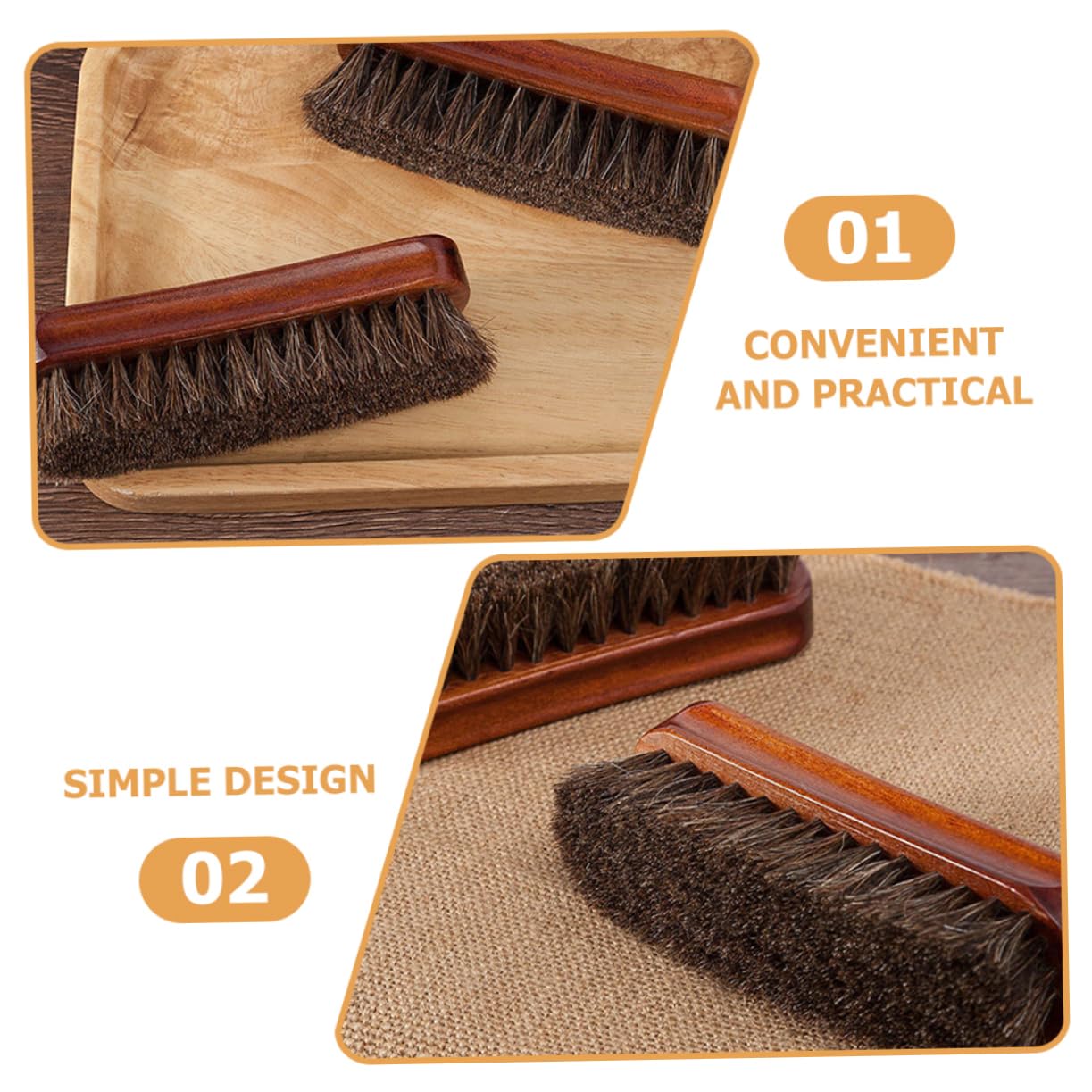 Beavorty 3 Set Spazzola Per in Legno Spazzola Da Scarpe Pulitore Per Scarpe Spazzole Per Per La Casa Spazzola in Crine Di Cavallo Per Il Bucato Di Legno 2 Pezzi*3