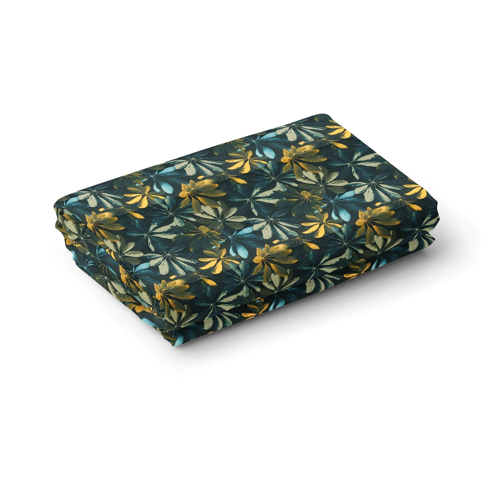 Premium Giza Cotton Floral Shirt Fabric (1.6 metre), Midnight Blue, Free Size-image-1