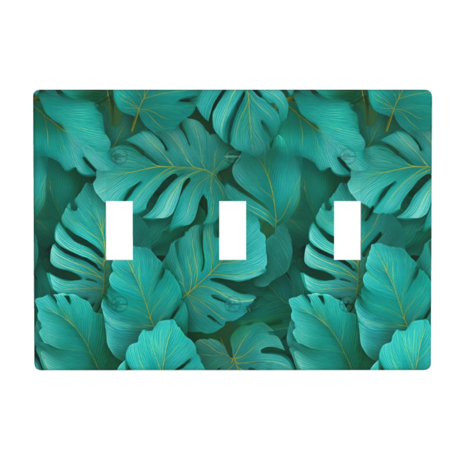Woshuwo White Giant Tropical Monstera Leaves Light Switch Covers 3 Gang Triple Toggle Wall Plate Switchplate Electrical Faceplate For Bathroom Kitchen Bedroom Decor