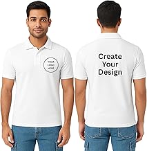 Personalized Polo Neck T-Shirt for Men with Design Print, Text Print, Logo | Pure Cotton, Half Sleeve | Customized Tshirt for Office wear, Gift, Staff