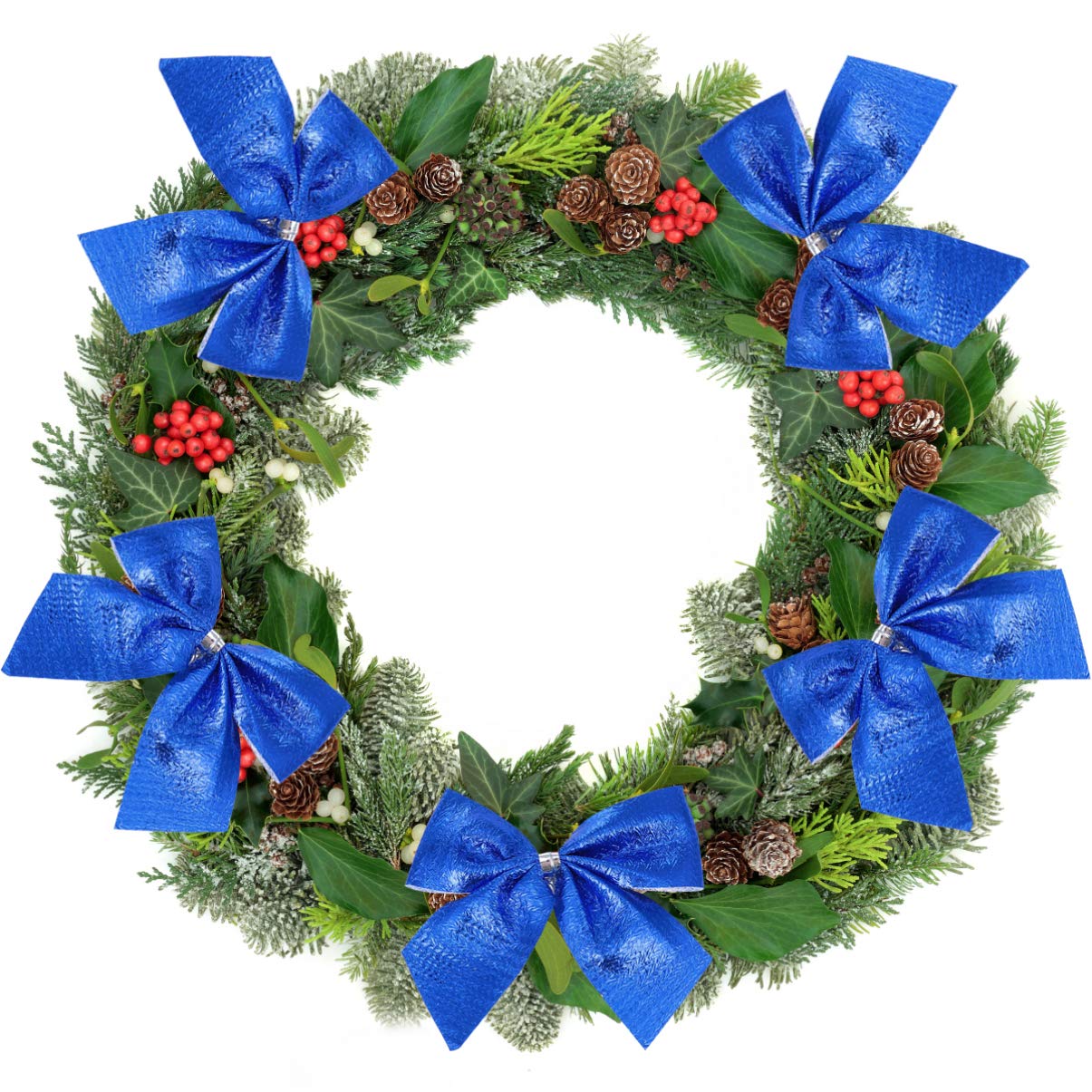 RLKHXBS 60 sztuk Bowknot Wstążki choinkowe Bożonarodzeniowa kokarda Wisząca kokardka Świąteczne kokardki Ozdoby Pakowanie prezentów Kokardy na dekoracje girlandowe Dzień pamięci