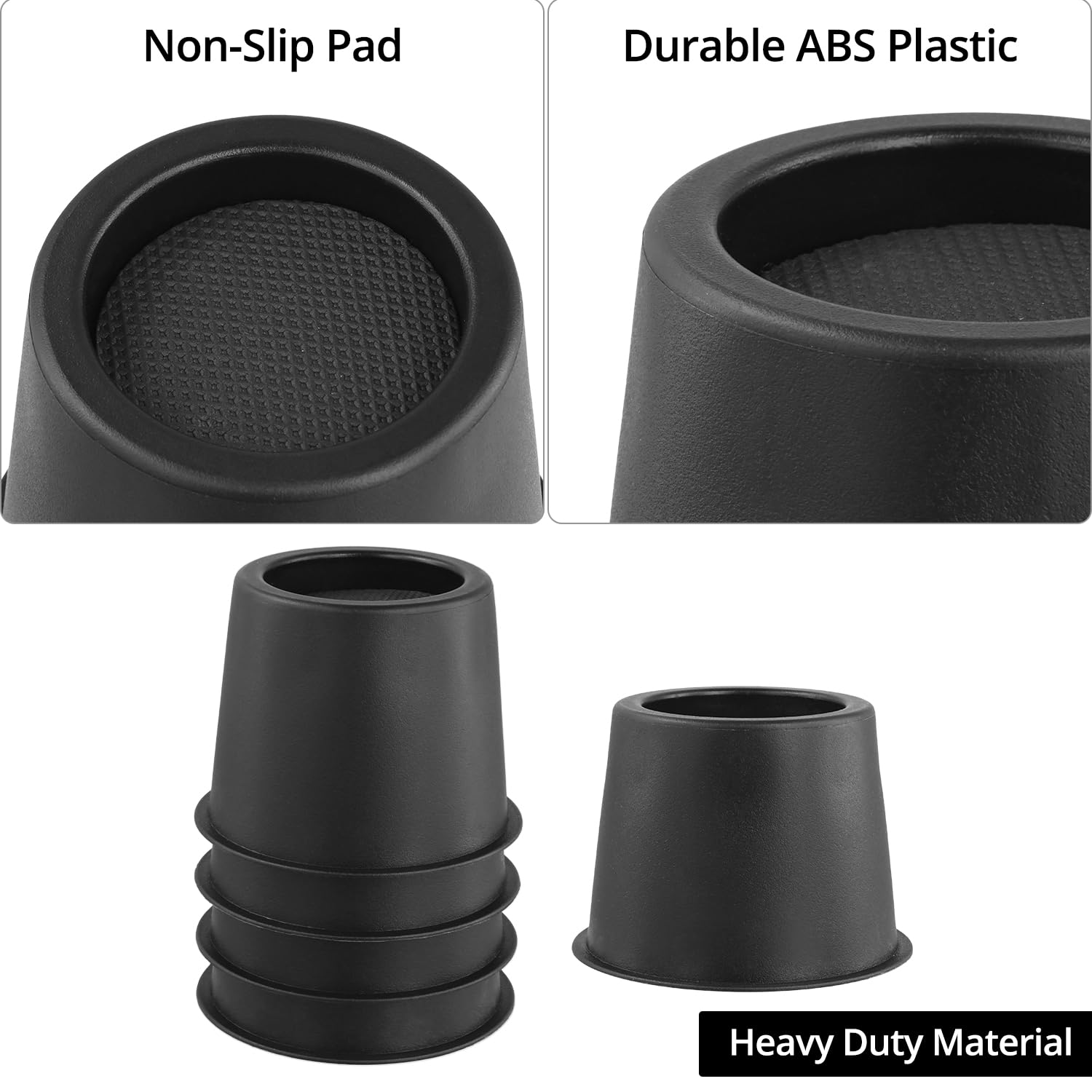 QWORK® 4 sztuki okrągłe podnośniki do łóżek 10 cm, podnośniki mebli do 990 kg, do łóżka, sofy, biurka, krzesła, lodówki