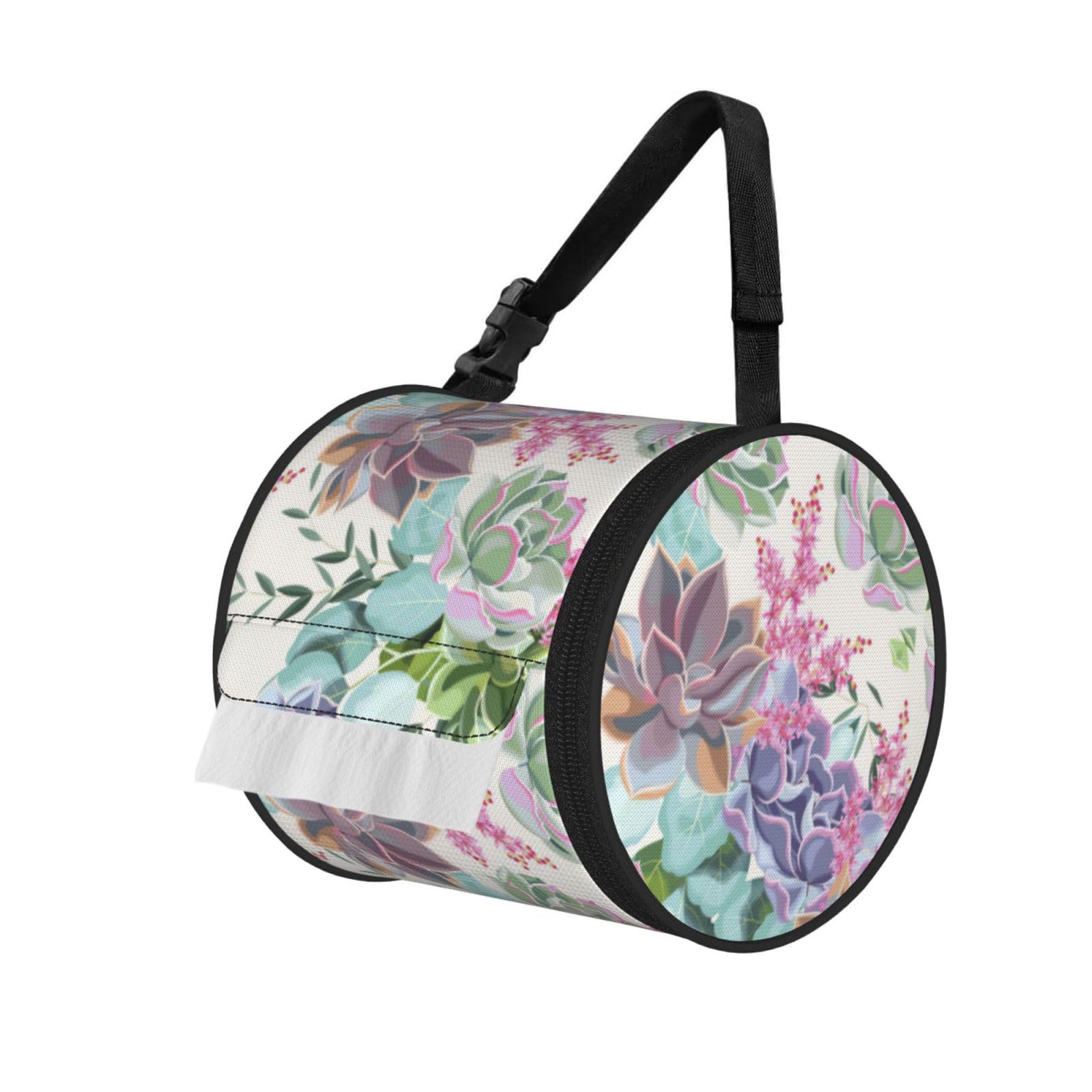 Colorful Cactus Print Fashion Tissues Organizer Box, Hanging Tissue Holder For Purse Coins For Car Office Daily Outing