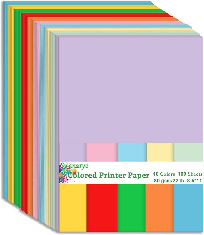 600 Sheets Colored Paper 8.5 X 11 - Color Printer Copy Paper 22lb/80gsm Double Sided Origami for DIY Art Craft,10 Assorted Colors