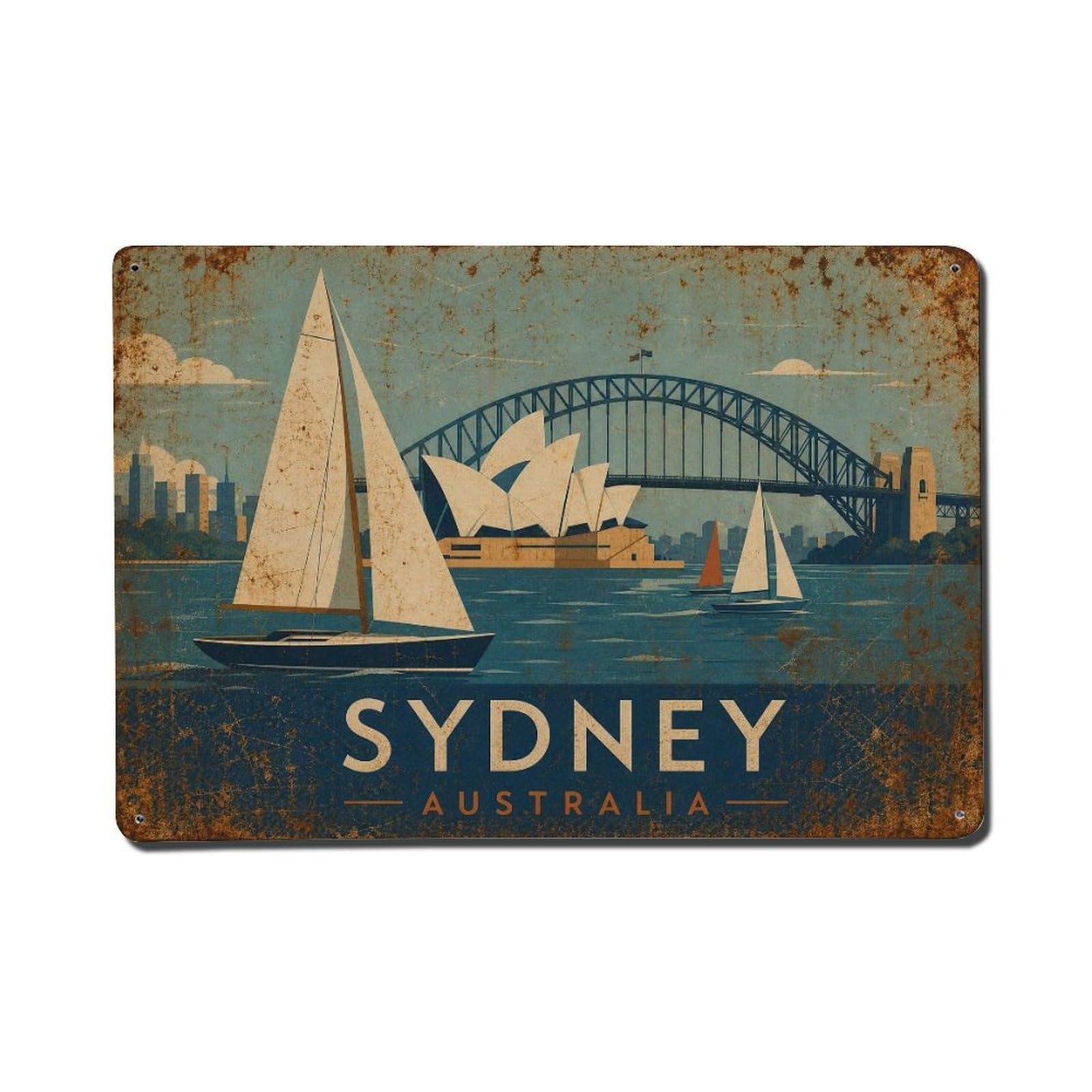 Sydney Australia City Sailing Harbor Heritage Travel Metal Tin Sign
