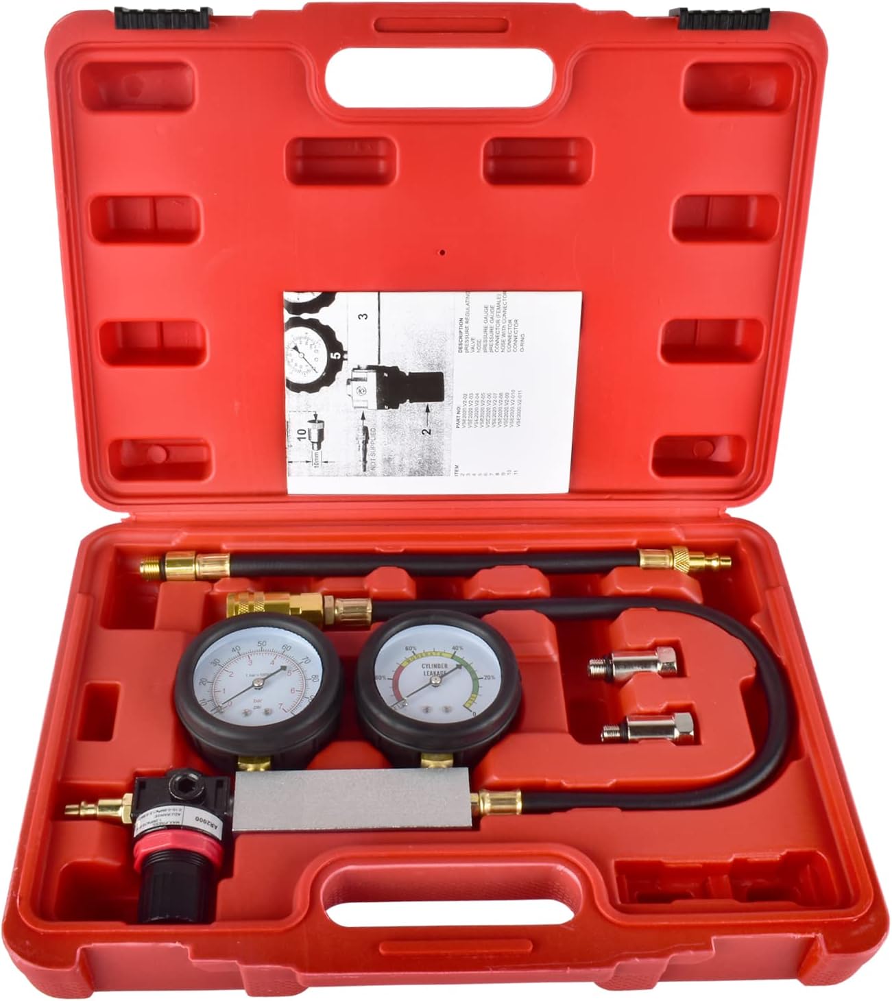 FAERSI Cylinder Leak Detector - Engine Compression Diagnosis Tester Kit - Cylinder Leakage Pressure Detector Test Set for Piston Ring, Valve, Head Gasket