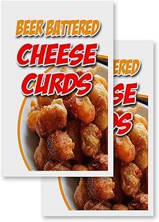 Beer Battered Cheese Curds (2-Pack) 24" x 36" Vinyl Decals | Sign Insert Peel & Stick Decals Stickers Window Signs