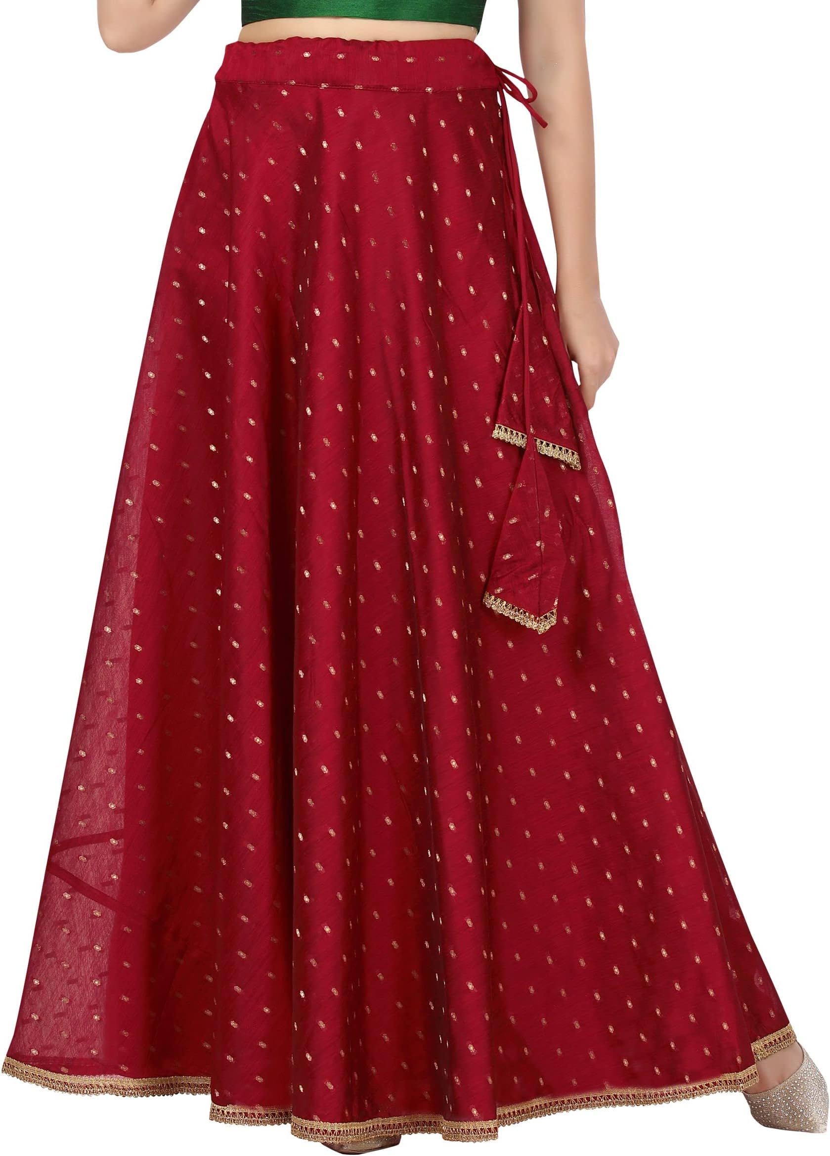 Studio Shringaar Women's Polyester Chanderi Silk Skirt Lehenga