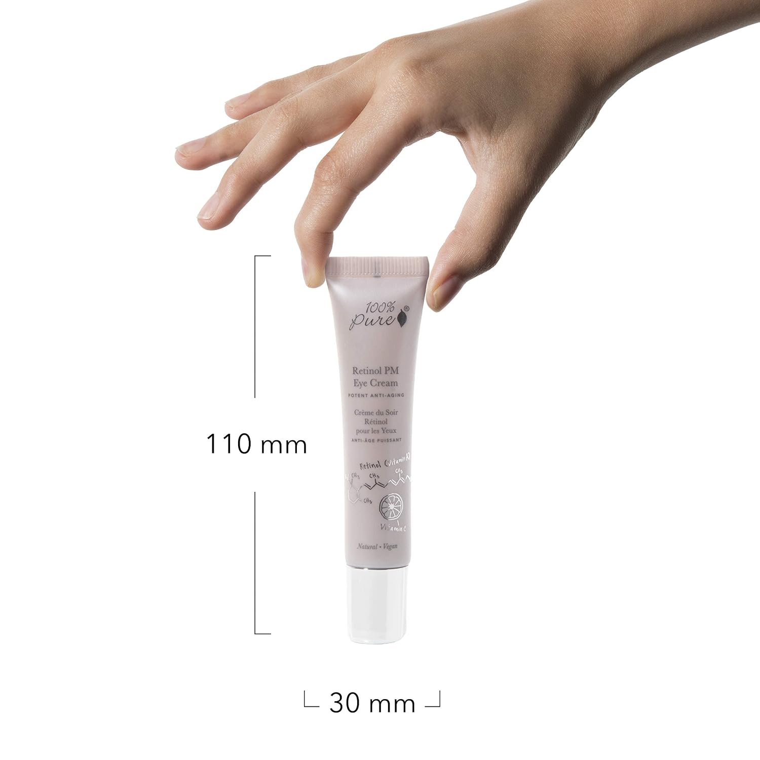 100% PURE Retinol Eye PM Cream, Anti-Aging Eye Cream for Wrinkles, Pure Retinol Cream, Wrinkle Cream Promotes Collagen (0.5 oz)