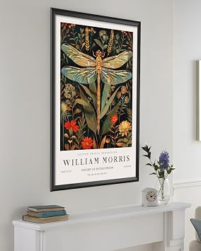 William Morris Dragonfly Print, William Morris Exhibition Print, William Morris Poster, Vintage Wall Art, Textiles Art, Vintage Poster (073b) A3
