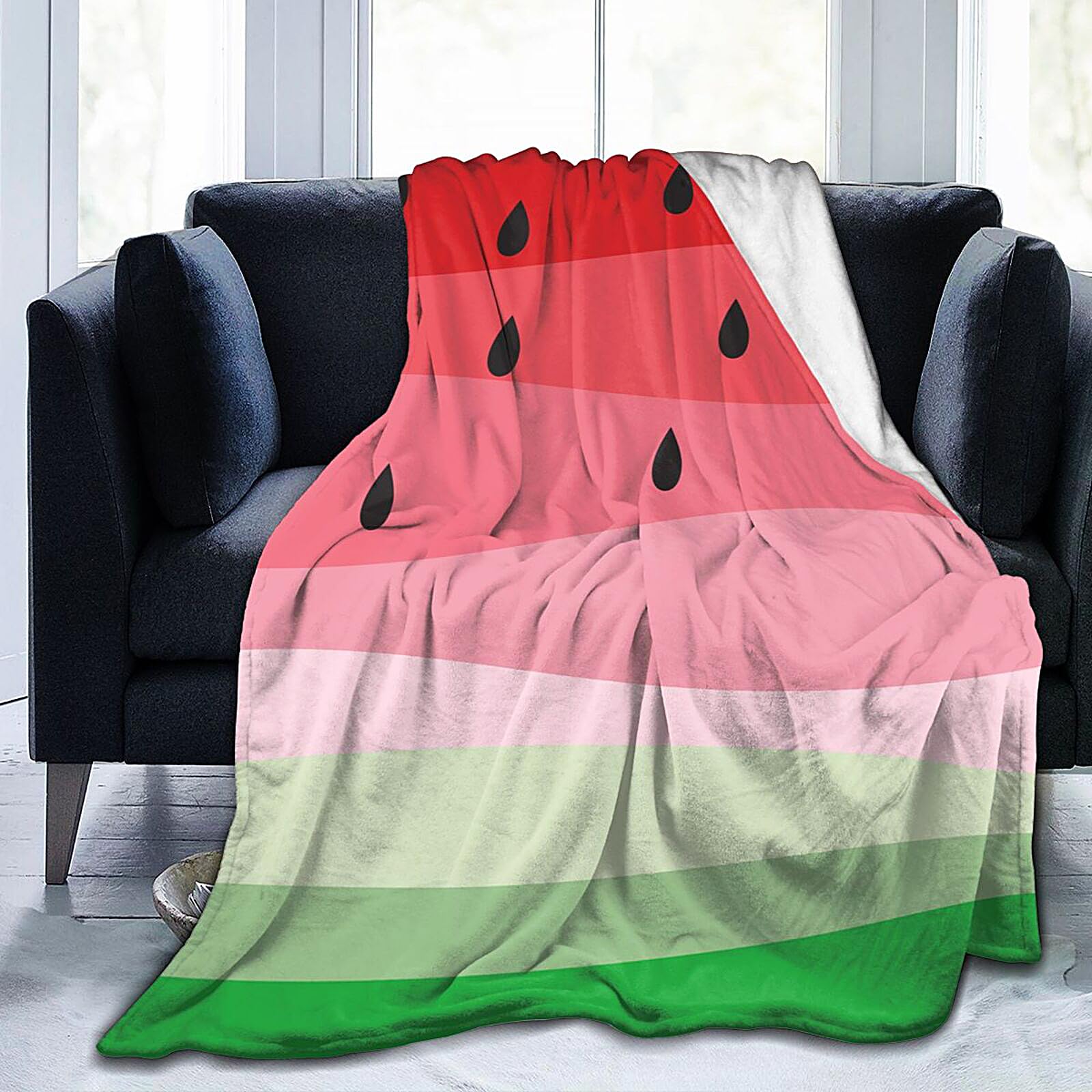Fun Fruit Watermelon Blanket Soft Lightweight Throw Blankets Cozy Flannel Bed Throws for Sofa Couch Travel Home Room Bedroom Decor Gifts for Girls