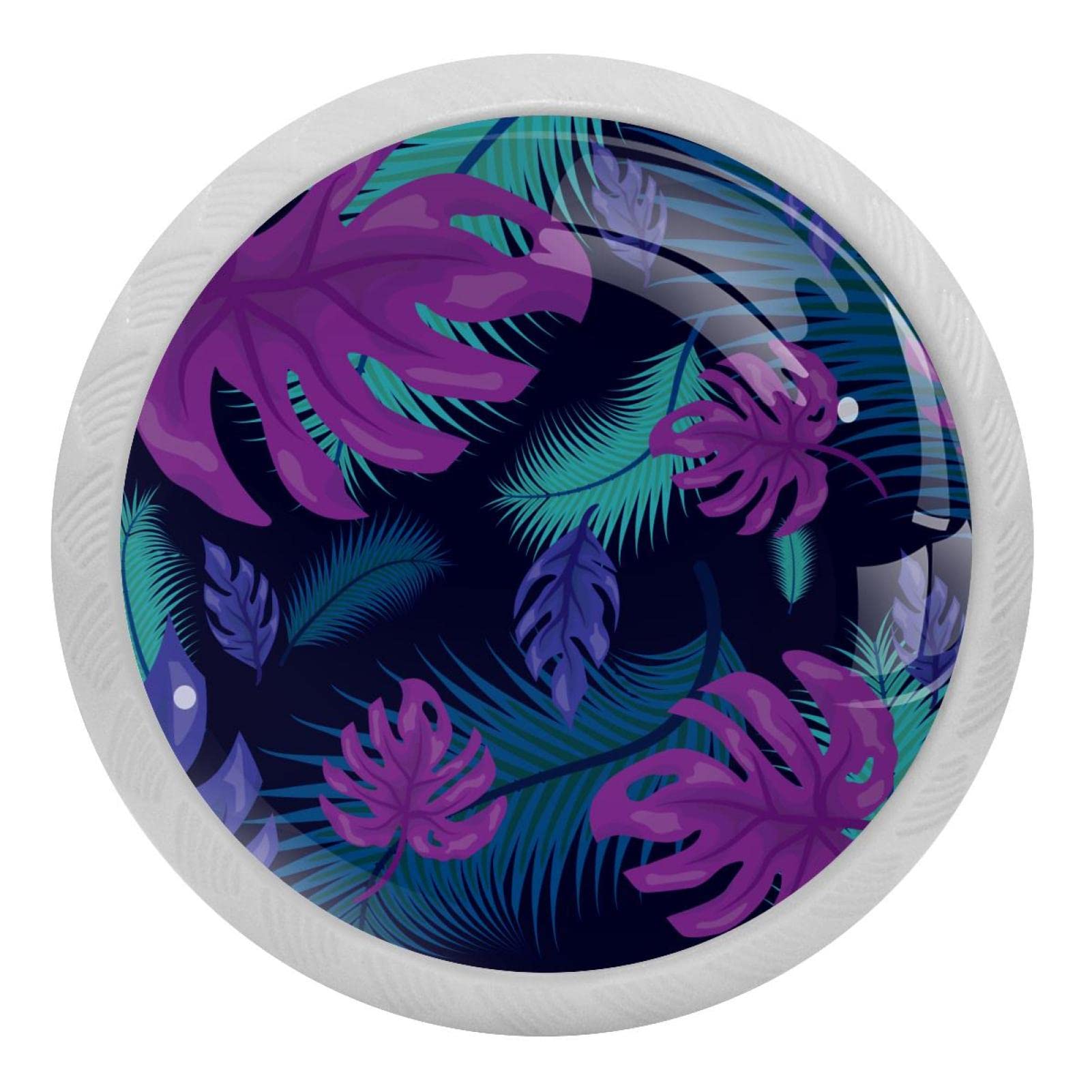 Poignées de tiroir rondes pour relooker une commode de chambre au style jungle tropicale