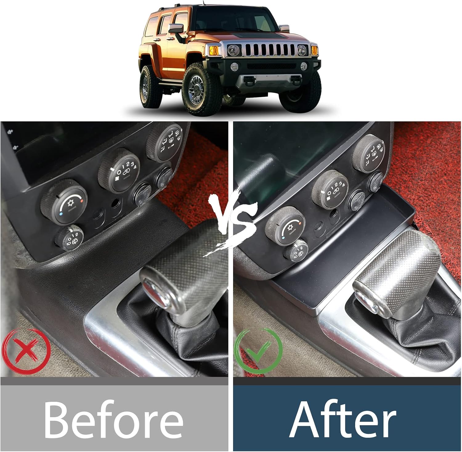 Lcojicep Transmission Storage Box, Tray Console Tray Organizer Compatible with Hummer H3 2005-2007 Accessories Automatic Transmission, Internal Storage, (Black) image 4