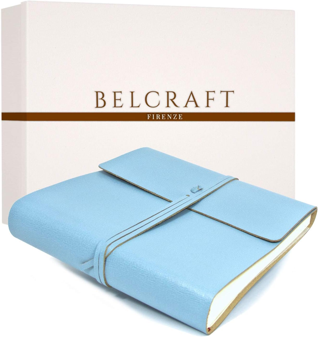 Dolci Leather Photo Album, Made in Italy, Memory Photo Album, Scrapbook, Picture Album 6x4 for Family, Including Special Box (22x22 cm) Aqua