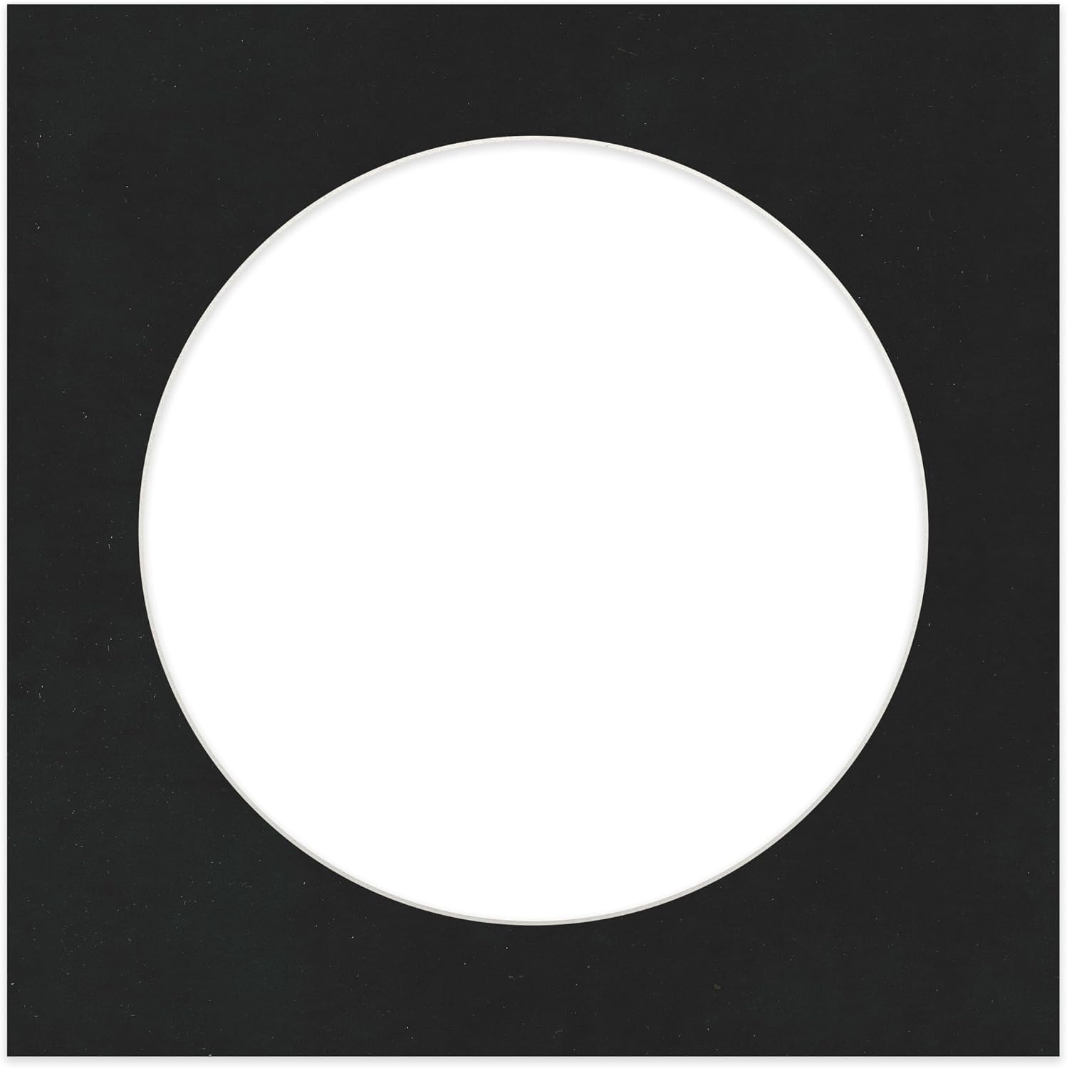 12x12 Mat Bevel Cut for 8x8 Photos - Precut Black Suede Circle Shaped Photo Mat Board Opening - Acid Free Matte to Protect Your Pictures - Bevel Cut for Family Photos, Pack of 1 Matboard