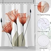 Vista 4 de Orange Floral Shower Curtain Watercolor Tulip Flower Shower Curtains for Bathroom Waterproof Polyester Fabric Bathroom Curtain 72 x 72 Inch with 12