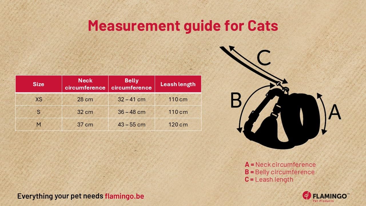 Harnais pour Chat - Harnais Harms Rose pour Chaton avec Laisse - Mesh Respirant Doux - réglable avec Fermeture clic et Mousqueton - 28cm / 32-41cm / 110cm
