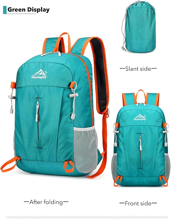Lightweight Packable Hiking Backpack for Men Women Waterproof Travel Daypacks Small Folding Day Pack with Tool Loops Camping Outdoor,Green