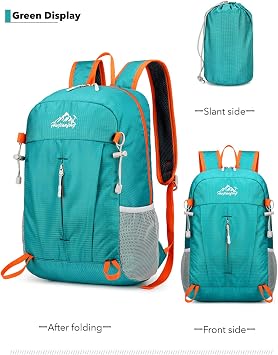 Lightweight Packable Hiking Backpack for Men Women Waterproof Travel Daypacks Small Folding Day Pack with Tool Loops Camping Outdoor,Green